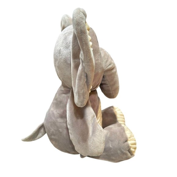 KellyToy Plush Elephant Rattle Floppy Gray Stuffed Animal Cream Ribbed Toy 18" - Picture 3 of 9